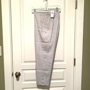 NWT J. Jill Stretch Linen Button Detail Cropped Pants in Zinc White - Size L